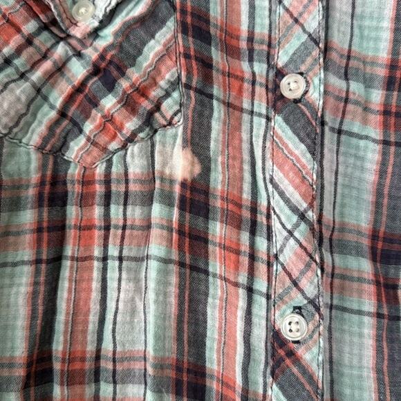 RAILS Plaid Long Sleeved Women's Button Font Top Pockets sz Large Cotton FLAW - Picture 3 of 6